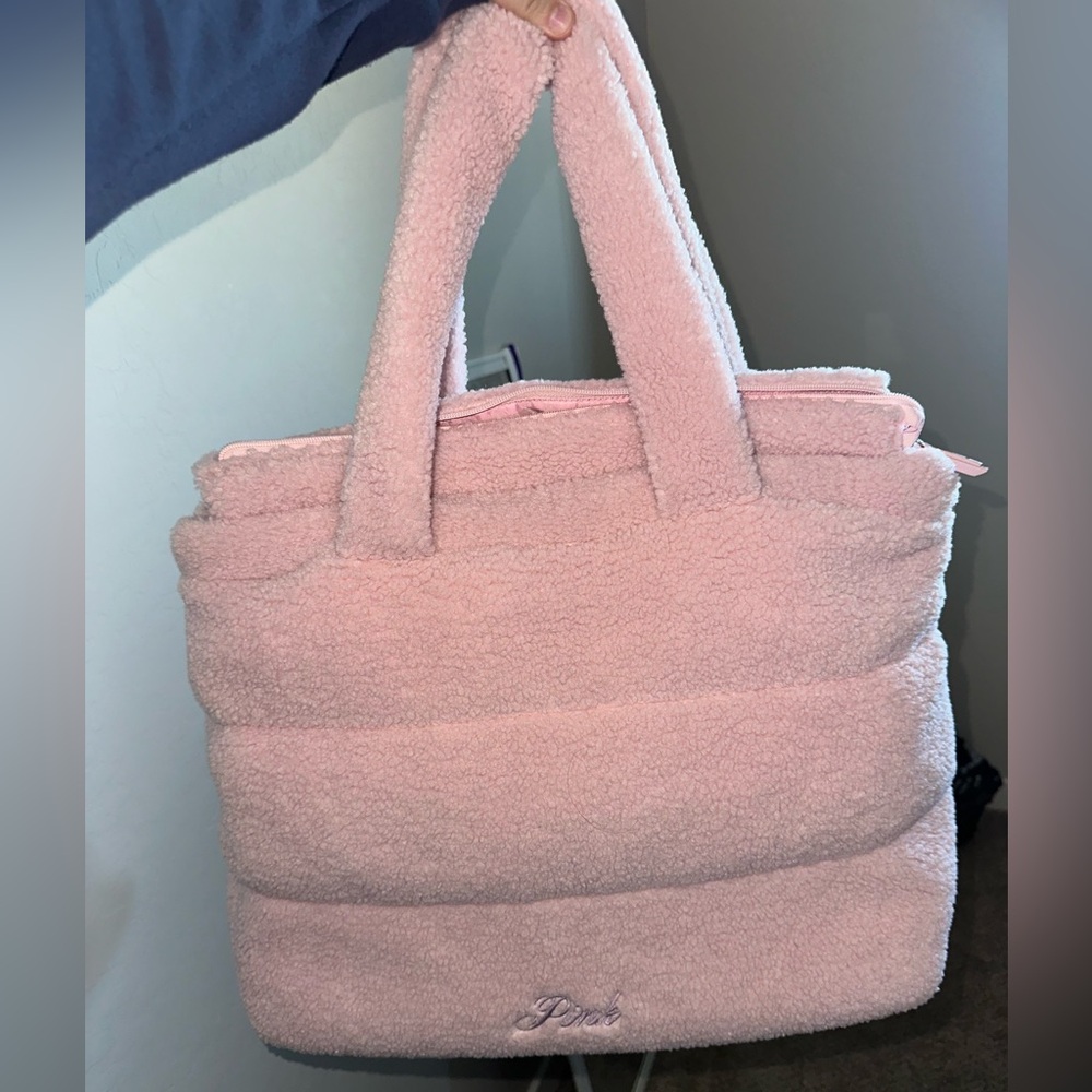 Pink Fleece Tote Bag